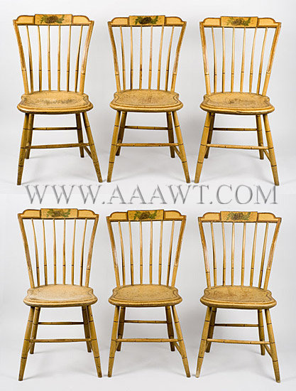 Side Chairs, Windsor Dining Chairs, Original Paint, Set of Six
New England, Circa 1810, set view